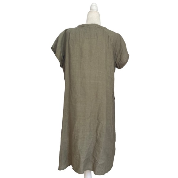 Kyla Seo Bohemian 100% Linen Tunic Dress XXL in Khaki Green - Picture 2 of 10
